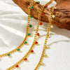 Wholesale Loveshaped Rhinestone Stainless Steel Chain Necklace With Goldplated Treatment For Women
