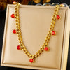 Wholesale Loveshaped Rhinestone Stainless Steel Chain Necklace With Goldplated Treatment For Women