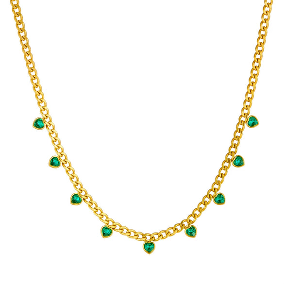 Wholesale Loveshaped Rhinestone Stainless Steel Chain Necklace With Goldplated Treatment For Women
