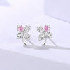 Wholesale Lucky Clover Stud Earrings For Women In Fresh Mori Style Made Of Sterling Silver S925 With Flower Pattern And Diamond Design