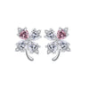Wholesale Lucky Clover Stud Earrings For Women In Fresh Mori Style Made Of Sterling Silver S925 With Flower Pattern And Diamond Design