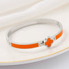 Wholesale Lucky Clover Titanium Steel Enamel Bracelet For Female With Electroplating Treatment