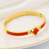 Wholesale Lucky Clover Titanium Steel Enamel Bracelet For Female With Electroplating Treatment