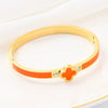 Wholesale Lucky Clover Titanium Steel Enamel Bracelet For Female With Electroplating Treatment