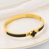 Wholesale Lucky Clover Titanium Steel Enamel Bracelet For Female With Electroplating Treatment
