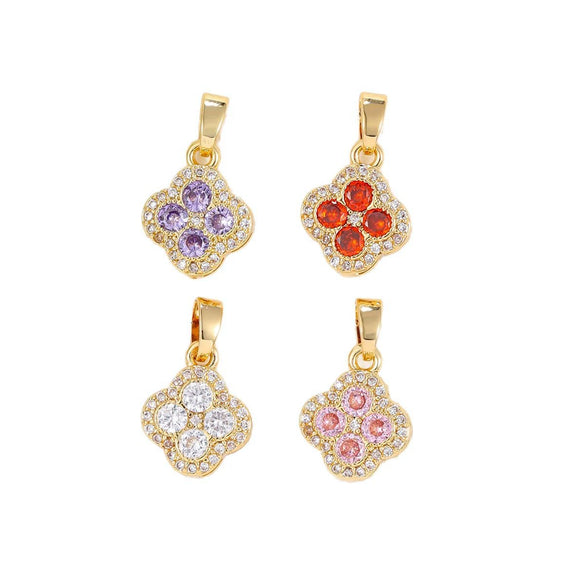 Wholesale Lucky Fancy Fourleaf Clover Necklace For Women Copper 18K Gold Plated Ins Style