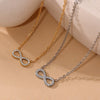 Wholesale Lucky 8 Shaped Zircon Double Layer Stainless Steel Clavicle Chain Necklace For Women With Geometric Pattern And Electroplating