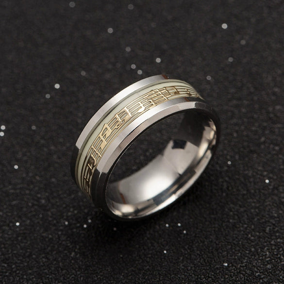 Wholesale Luminous Ring Stainless Steel With Letters Numbers Text Dripping Oil Style Unisex
