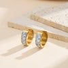 Wholesale Luminous Stainless Steel Geometric Halfcircle Earrings Inlaid With Cubic Zirconia Vacuum Real Gold Plated In Pvd Furnace For Women
