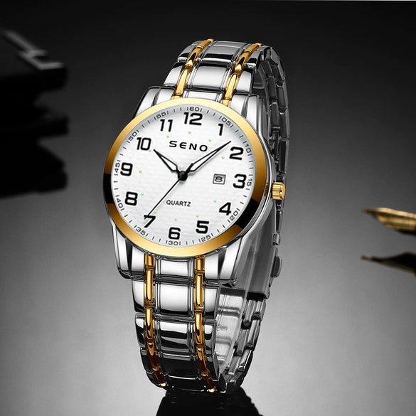 Wholesale Luminous Waterproof Quartz Digital Scale Business Calendar Men's Watches With Stainless Steel Buckle Alloy Strap And Case Mineral Reinforced Glass Mirror Round Dial
