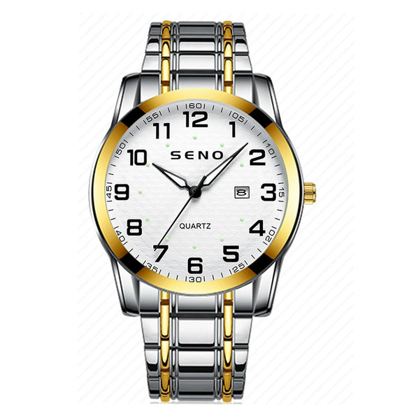 Wholesale Luminous Waterproof Quartz Digital Scale Business Calendar Men's Watches With Stainless Steel Buckle Alloy Strap And Case Mineral Reinforced Glass Mirror Round Dial