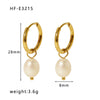 Wholesale Luxury Baroque Natural Freshwater Pearl Earrings 18K Gold Plated Titanium Steel With Geometric Styling For Women