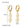 Wholesale Luxury Baroque Natural Freshwater Pearl Earrings 18K Gold Plated Titanium Steel With Geometric Styling For Women