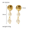 Wholesale Luxury Baroque Natural Freshwater Pearl Earrings 18K Gold Plated Titanium Steel With Geometric Styling For Women