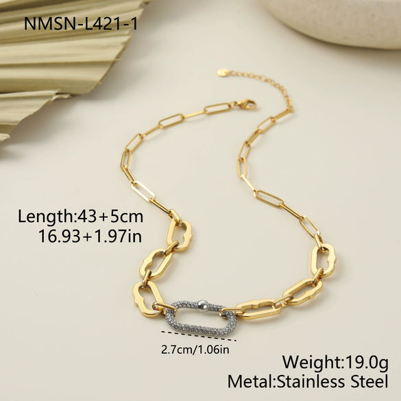Wholesale Luxury Diamondencrusted Stainless Steel Cuban Chain Necklace And Bracelet Set For Women With Heart Water Drop And Bell Patterns Electroplated