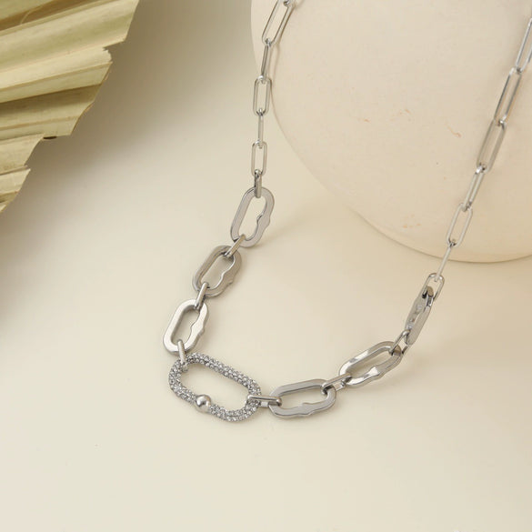 Wholesale Luxury Diamondencrusted Stainless Steel Cuban Chain Necklace And Bracelet Set For Women With Heart Water Drop And Bell Patterns Electroplated