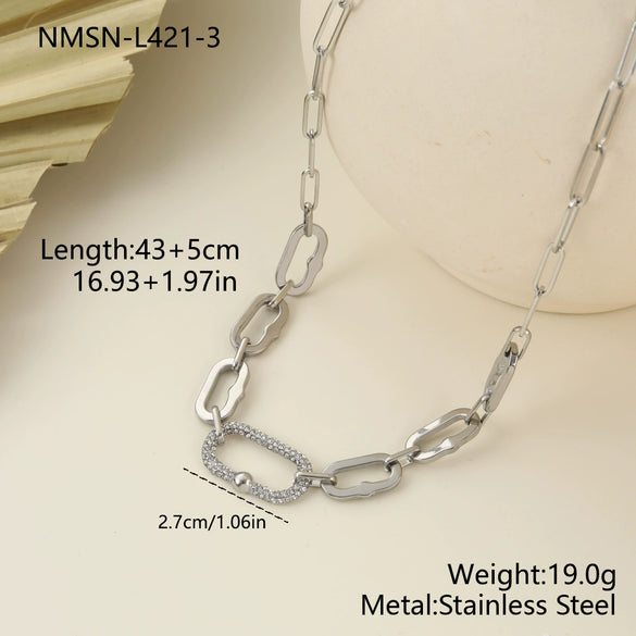 Wholesale Luxury Diamondencrusted Stainless Steel Cuban Chain Necklace And Bracelet Set For Women With Heart Water Drop And Bell Patterns Electroplated