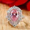 Wholesale Luxury Dropshaped Copper Ring Micro Inlaid With Zircon For Women