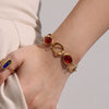 Wholesale Luxury Elegant High End Women's Geometric Flash Glass Stone Interlocking Bracelet Stainless Steel Real Gold Plated