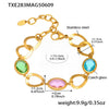 Wholesale Luxury Elegant High End Women's Geometric Flash Glass Stone Interlocking Bracelet Stainless Steel Real Gold Plated