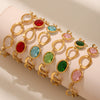 Wholesale Luxury Elegant High End Women's Geometric Flash Glass Stone Interlocking Bracelet Stainless Steel Real Gold Plated