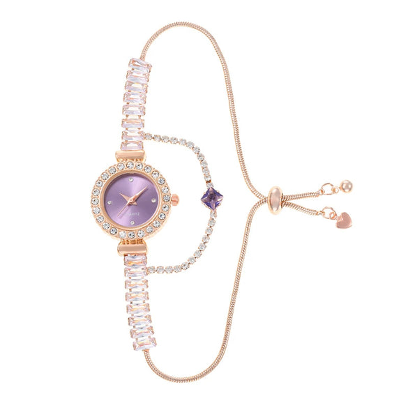 Wholesale Luxury Fashion Alloy Women's Round Dial Pullout Bracelet Watch