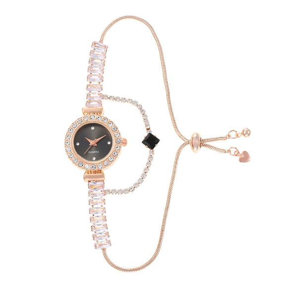 Wholesale Luxury Fashion Alloy Women's Round Dial Pullout Bracelet Watch