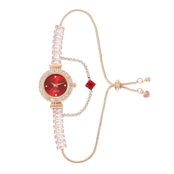 Wholesale Luxury Fashion Alloy Women's Round Dial Pullout Bracelet Watch