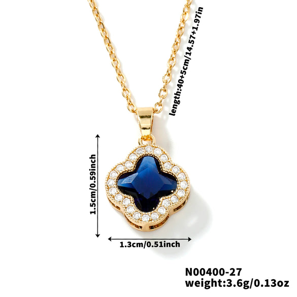 Wholesale Luxury Fashion Fiveleaf Flower Stainless Steel And Copper Necklace With Electroplating For Women
