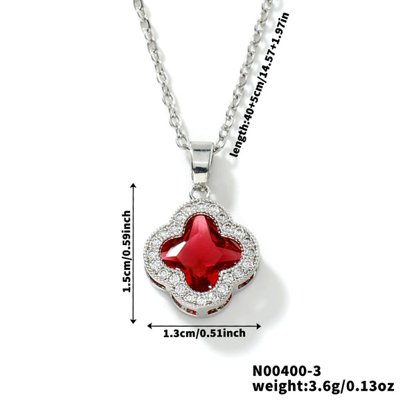 Wholesale Luxury Fashion Fiveleaf Flower Stainless Steel And Copper Necklace With Electroplating For Women