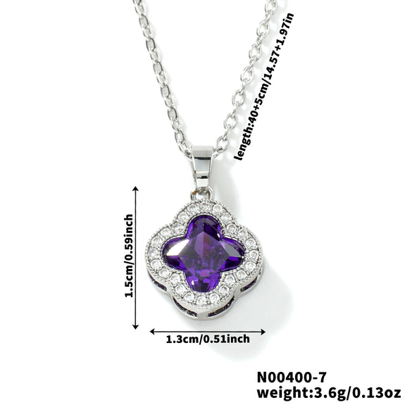 Wholesale Luxury Fashion Fiveleaf Flower Stainless Steel And Copper Necklace With Electroplating For Women