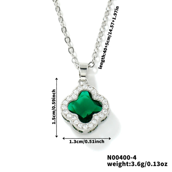 Wholesale Luxury Fashion Fiveleaf Flower Stainless Steel And Copper Necklace With Electroplating For Women