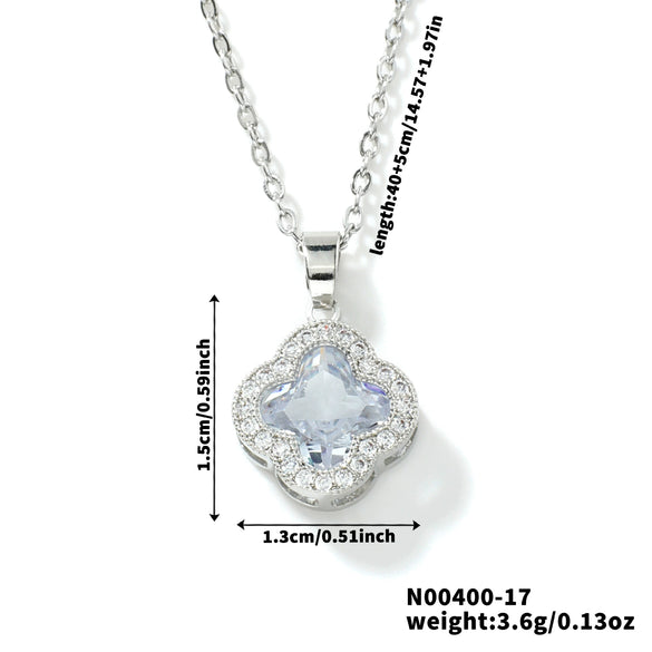Wholesale Luxury Fashion Fiveleaf Flower Stainless Steel And Copper Necklace With Electroplating For Women
