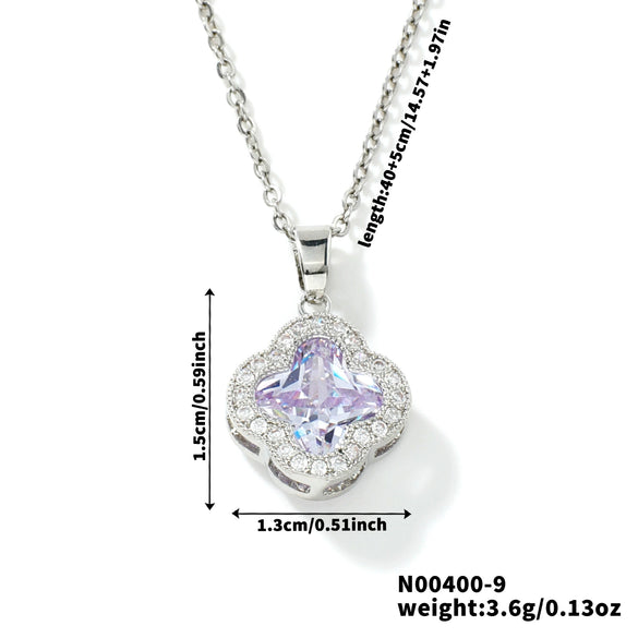 Wholesale Luxury Fashion Fiveleaf Flower Stainless Steel And Copper Necklace With Electroplating For Women
