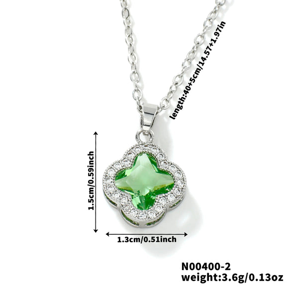 Wholesale Luxury Fashion Fiveleaf Flower Stainless Steel And Copper Necklace With Electroplating For Women