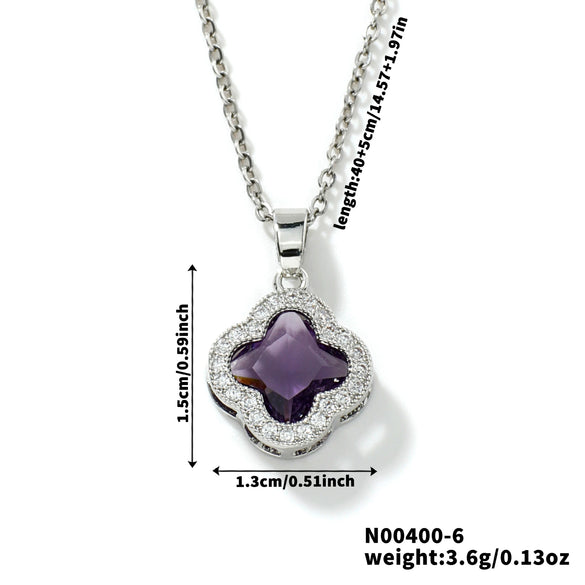 Wholesale Luxury Fashion Fiveleaf Flower Stainless Steel And Copper Necklace With Electroplating For Women