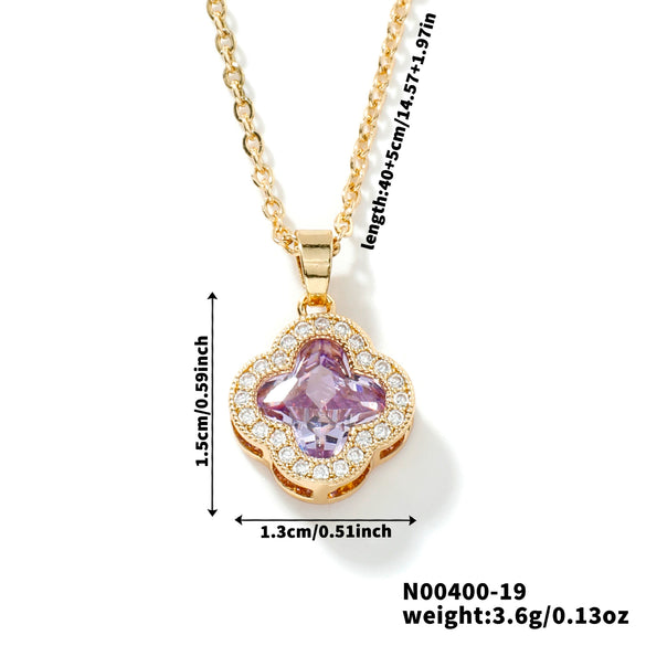 Wholesale Luxury Fashion Fiveleaf Flower Stainless Steel And Copper Necklace With Electroplating For Women