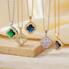 Wholesale Luxury Fashion Fiveleaf Flower Stainless Steel And Copper Necklace With Electroplating For Women