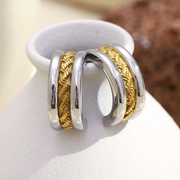 Wholesale Luxury Geometric Cshaped 18K Gold Plated Stainless Steel Earrings For Women
