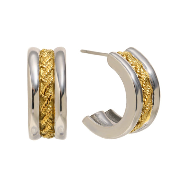 Wholesale Luxury Geometric Cshaped 18K Gold Plated Stainless Steel Earrings For Women