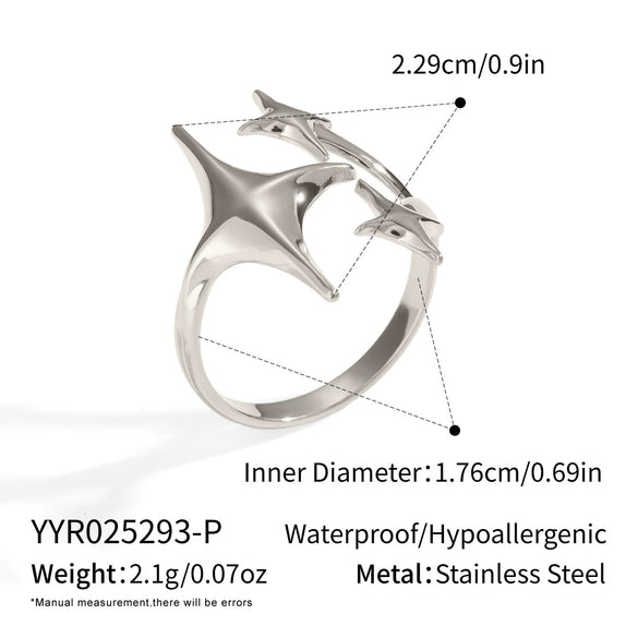 Wholesale Luxury High End Star Geometric Titanium Steel Ring With Electroplating For Women