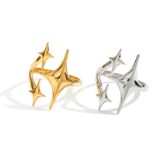 Wholesale Luxury High End Star Geometric Titanium Steel Ring With Electroplating For Women