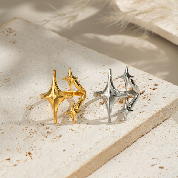 Wholesale Luxury High End Star Geometric Titanium Steel Ring With Electroplating For Women