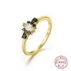Wholesale Luxury High End Vintage S925 Sterling Silver Women's Ring With Geometric Shape And Gold Inlaid