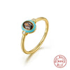Wholesale Luxury High End Vintage S925 Sterling Silver Women's Ring With Geometric Shape And Gold Inlaid