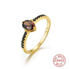 Wholesale Luxury High End Vintage S925 Sterling Silver Women's Ring With Geometric Shape And Gold Inlaid