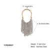 Wholesale Luxury High Grade Stainless Steel Gold And Silver Color Block Chain Tassel Ring Jewelry With Pvd Furnace Vacuum Real Gold Plating And Geometric Shape