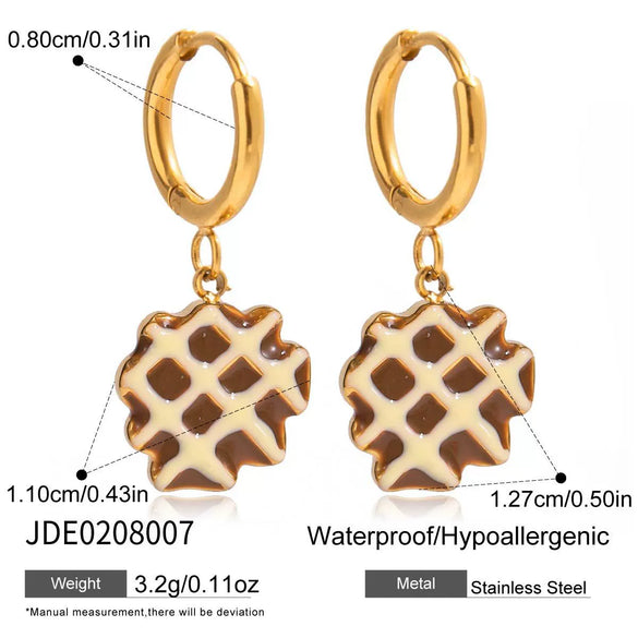 Wholesale Luxury Highend Electroplated Geometric Oil Drop Fun Food Design Stainless Steel Earrings For Women