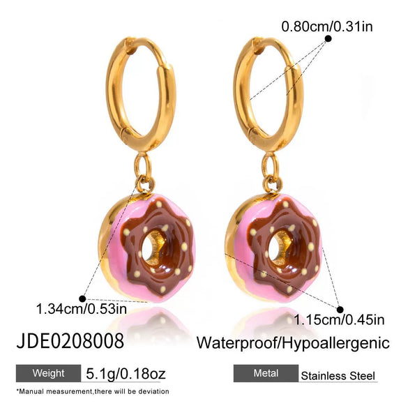 Wholesale Luxury Highend Electroplated Geometric Oil Drop Fun Food Design Stainless Steel Earrings For Women