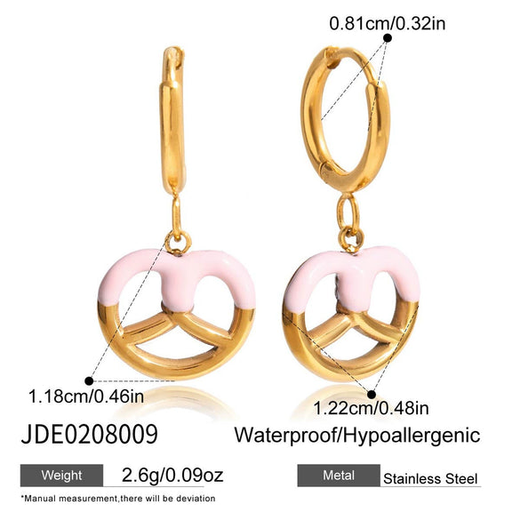 Wholesale Luxury Highend Electroplated Geometric Oil Drop Fun Food Design Stainless Steel Earrings For Women